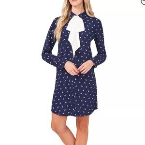 CeCe Ditsy Tulip-Print Bow Dress